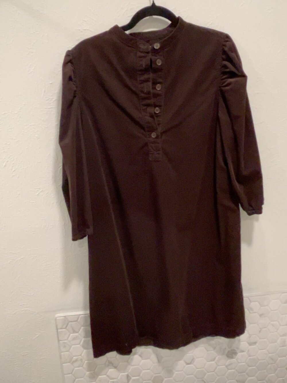 Rockin’ C Brown Corduroy Tunic Dress | Puff Sleeves | Size Medium